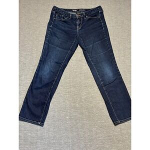 Mossimo Denim Mid Rise Straight Super Stretch Dark Wash Women Size 6S 28 Waist